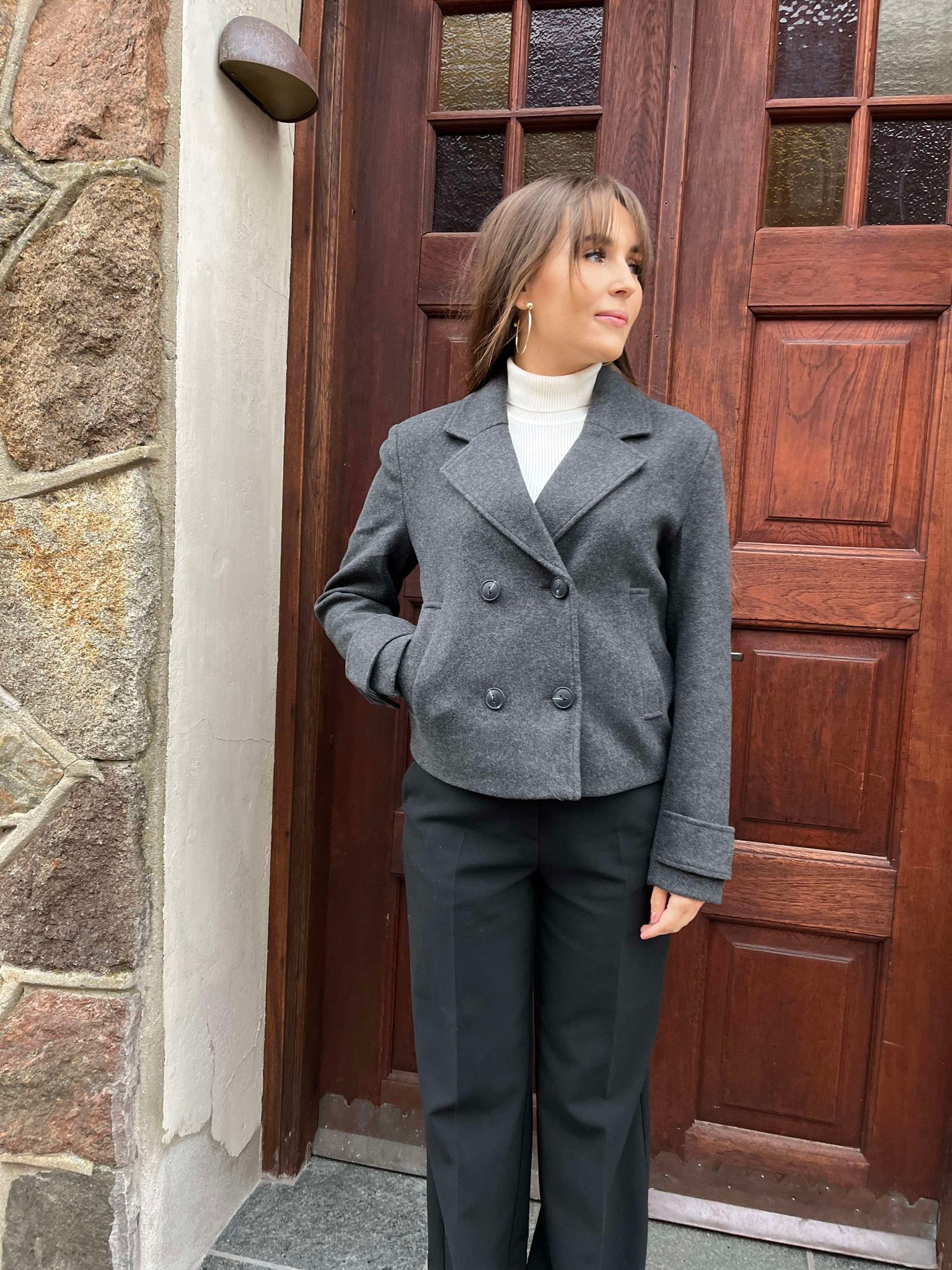 ONLFREJA Coat - Dark Grey Melange